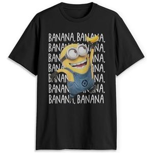 Despicable Me Men's Minions Dave Soaring Banana Dance Funny Graphic Tee, Black, Medium