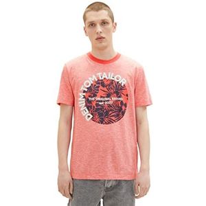 TOM TAILOR Denim Heren T-shirt met print, 31931 - Red Stripy Structuur, S