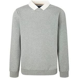 Hackett London Heren Collared Crew Sweatshirt, Light Grey Marl, XXL