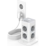 TESSAN - Meervoudige Contactdoos - 5M - 8-voudige Stekkerdoos met 3 USB - Overspanningsbeveiliging - 3600W 16A