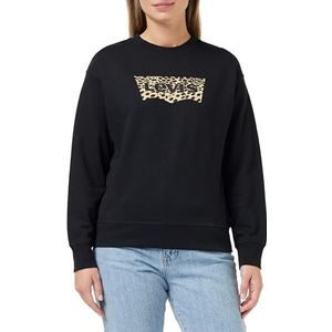 Levi's Standard Crew Graphic Sweatshirt voor dames, Crew Bw Leopard Cavi, XL