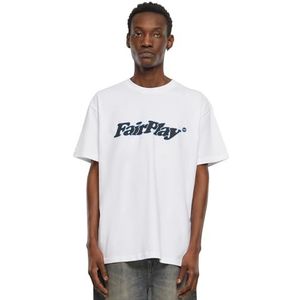 Mister Tee Upscale Playfair Heavy Oversize T-shirt voor heren, met print, oversized fit, streetwear, wit, S