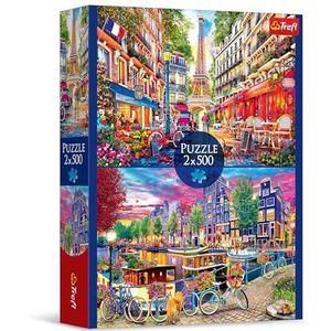 Trefl - 2-in-1-puzzel: Europese hoofdsteden - 2 x 500 stukjes - Set van twee legpuzzels, doe-het-zelf, creatief vermaak, voor volwassenen en kinderen vanaf 10 jaar