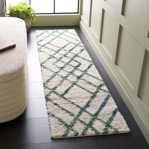 Safavieh Marokkaanse sottel tapijt voor woonkamer, eetkamer, slaapkamer - Berber Shag Collection, korte pool, ivoor, 76 x 183 cm