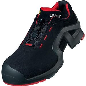 Uvex 1 Extended Support werkschoenen 85162 - veiligheidsschoenen S3 SRC ESD - geperforeerde werkschoen voor dames en heren - veiligheidsschoen met kunststof kap voor vrouwen, zwart/rood, 48 EU