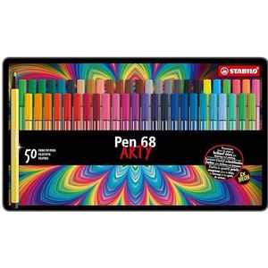 Premium Viltstift - STABILO Pen 68 - metalen etui met 50 stuks - met 46 verschillende kleuren