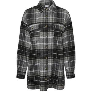 Noisy may NMFLANNY Longshirt voor dames, oversized shirt met lange mouwen, shacket overgangsjas, Black 1, XS