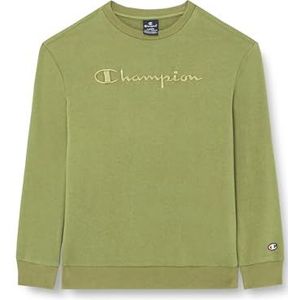 Champion Legacy Icons Tonal Logo B-Ultralight Spring Terry Crewneck Sweatshirt voor kinderen en jongens, Olijfgroen, 13-14 jaar