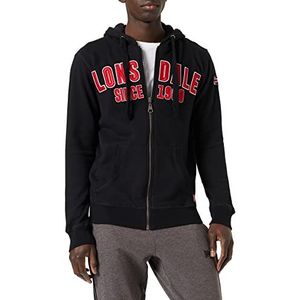 Lonsdale Paignton Sweatshirt met capuchon voor heren, zwart/rood/wit, S