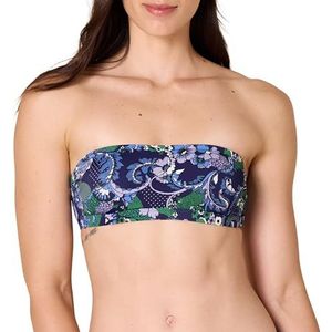 Amazon Essentials Bandeau-zwemtop voor dames (verkrijgbaar in grote maten), diepblauwe paisley, Large