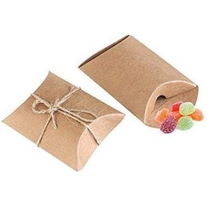 Bindex 50 stuks vintage-stijl geschenkdozen van kraftpapier met jute koord bruiloft geschenkverpakking zakken voor snoep karton