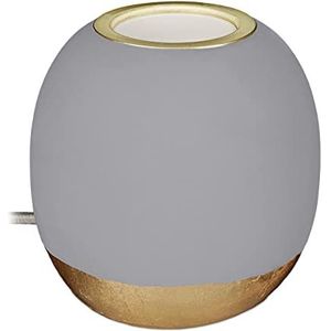 Relaxdays tafellamp beton, zonder lampenkap, HxØ: 9 x 9 cm, E27-fitting, lang snoer, rond, in het grijs