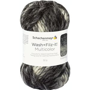 Schachenmayr Wash+Filz-It! Veelkleurig, 50G Zwart-Grijs Vilten Garens