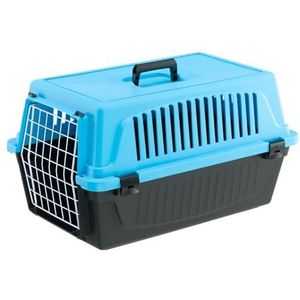 Ferplast Transportbox, Hondenbox voor kleine Honden en Katten tot 8 kg, Gelamineerde ijzeren deur, Ventilatiesleuven, 37 x 58 x h 32 cm, ATLAS 20 EL Transportbox voor huisdieren, Lichtblauw