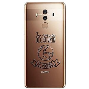 Zokko Beschermhoes voor Huawei Mate 10 Pro (elk Veux decover) – zacht, transparant, zwarte inkt