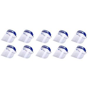 Tien beschermende vizieren van transparant polycarbonaat, verstelbaar