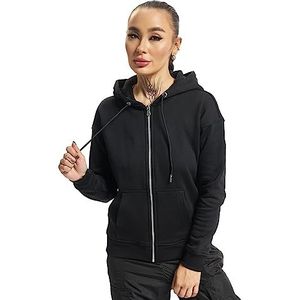 Urban Classics Damesjas Ladies Classic Zip Hoody, Basic Sweat-jack, sweatshirt met capuchon verkrijgbaar in 5 kleurvarianten, maten XS - 5XL, zwart, L