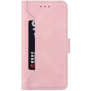 Hoes voor iPhone XS PU lederen flip holster met kaarthouder portemonnee holster met portemonnee, PU lederen flip holster met houder (roze back knop)