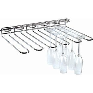 APS glasrail, 45 x 32 x 6 cm, hoogwaardige glashouder van verchroomd metaal, wijnglashouder voor 20 glazen, houder voor hangende glazen voor thuisbar, keuken, bar, café, restaurant