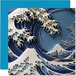Verjaardagskaarten voor vrouwen en mannen - The Great Wave off Kanagawa door Katsushika Hokusai - Klassieke kunstwerkkaart voor mama papa broer zus zoon dochter Nan Grandad, 145 mm x 145 mm