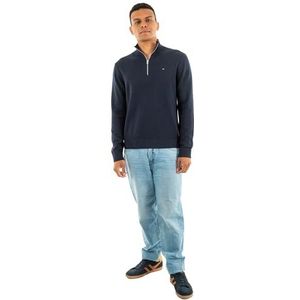 Tommy Jeans Herentrui met halve rits, Blauw (Donker Nacht Marine), XS
