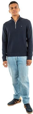 Tommy Jeans Herentrui met halve rits, Blauw (Donker Nacht Marine), XS
