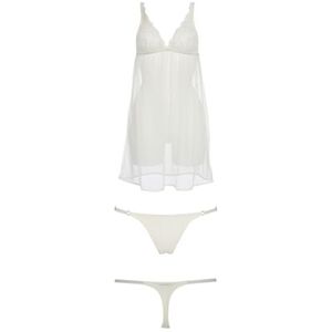 Emporio Armani Dames Baby Doll + String Christmas Lace Babydoll Lingerie, Pale Cream, XS