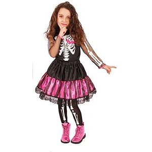 Punk Skeletrina Skeleton costume disguise fancy dress girl (Size 7-9 years) with printed pantyhose