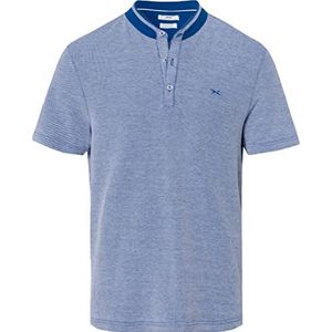 BRAX Poloshirt voor heren in sportieve tweekleurige look met opstaande kraag, kobalt, L, blauw, L