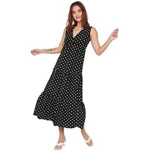Trendyol Dames Mini asymmetrische normale geweven jurk, Zwart, XL