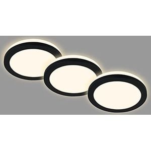 BRILONER - Set van 3 plafondinbouwspots, LED inbouwspots, badkamer inbouwspot, badkamer inbouwspot IP44, zwart, 84x36,5 mm (DxH)