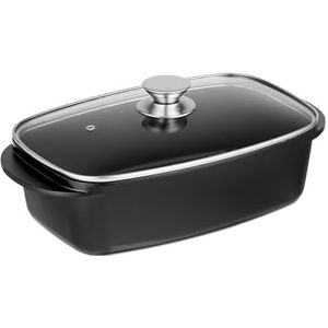 Relaxdays braadpan - met deksel - handgreep - 5 l - aluminium - voor gas - elektrisch - oven
