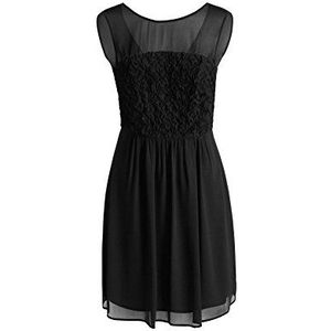 ESPRIT Collection Dames A-lijn jurk van chiffon, knielang, effen, zwart (black 001), 34
