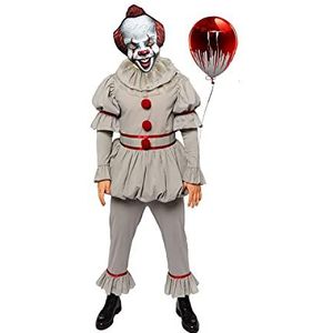 Mens Pennywise De Clown Volwassenen Fancy Dress IT Kostuum Circus Halloween Horror Borst 46 inch)