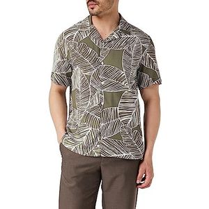 United Colors of Benetton Shirt 5T17UQ00K, legergroen 76G, XS heren, Militair groen met patroon 76 g, XS