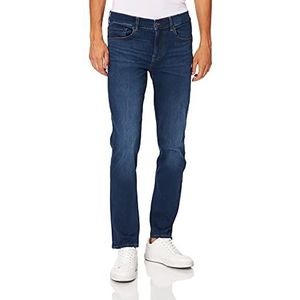 7 For All Mankind Ronnie Tapered Stretch Tek Eco Rise Up Jeans voor heren, Donkerblauw, 36W x 30L