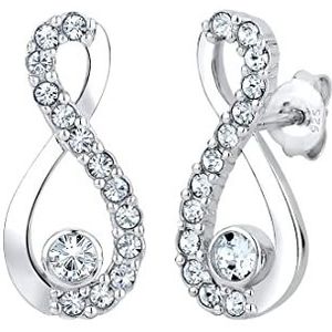 Elli Infinity Oorbellen voor dames, eindeloos elegant met kristallen in 925 sterling zilver, Facetgeslepen, kristal