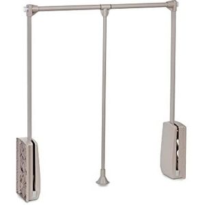 Emuca - Opvouwbare garderobestang voor garderobekasten Hang, verstelbaar 450-600 mm, tot 12 kg, Staal, Steengrijs, 1 st.