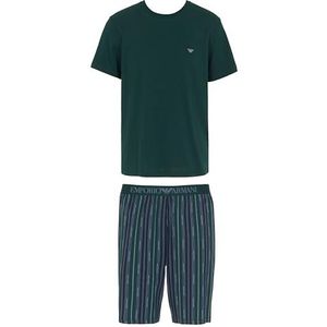 EMPORIO ARMANI MAN'S CLASSIC PATROON MIX KORTE PAJAMAS GROEN M, Groen, M