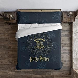 Belum Harry Potter dekbedovertrek met knopen van 100% katoen, model Dormiens Draco, blauw, voor een bed van 180 cm breed (260 x 240 cm)