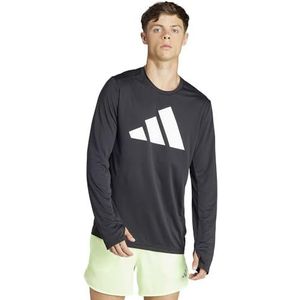 adidas Heren Run It T-shirt met lange mouwen, M Zwart