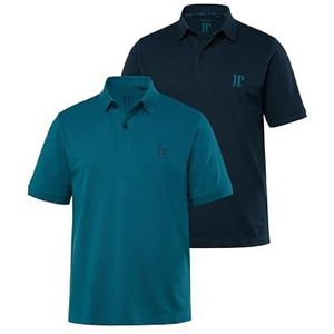 JP 1880 Heren grote maten grote maten Menswear L-8XL poloshirts, basic, 2-pack, piqué, gekamd katoen 704317, lichtkaki, 8XL