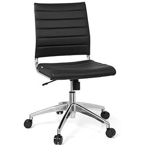 hjh OFFICE Trisha 720002 Professionele bureaustoel van kunstleer, zwart, moderne draaistoel zonder armleuningen, gewatteerde bekleding