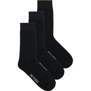 ONLY & SONS ONSFINCH BASIC SOCK 3-PACK NOOS, Wit/detail: zwart logo, 39-42 EU