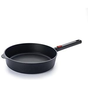 Woll Eco Logic QXR Gietijzeren pan met hoge rand, inductief, Ø 28 cm, 7 cm hoog, met afneembare steel, geschikt voor alle warmtebronnen, PFAS-vrij, antiaanbaklaag, gegoten aluminium, ovenbestendig,