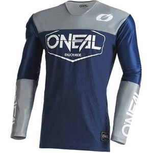 O'NEAL | Motocross Shirt Met Lange Mouwen | MX MTB Mountainbike | Lichtgewicht Materiaal, Ergonomische Slim Fit voor een Perfecte Pasvorm | Mayhem Hexx Jersey V.22 | Adult | Blauw Grijs | Maat L