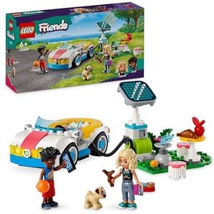 LEGO Friends Elektrische auto en oplaadpunt, Speelgoed Voertuig voor Rollenspellen met Poppetjes van de Personages Nova en Zac, Cadeau voor Meisjes en Jongens, Alle Kinderen vanaf 6 jaar 42609