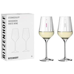 Ritzenhoff 3671001 set witte wijnglazen, set van 300 ml, serie sterslijpset, nr. 1, 2 stuks, met reliëflijn, Made in Germany
