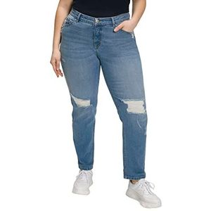 Ulla Popken Boyfriend damesjeans, destroy-effecten, comfortabele tailleband, lichtblauw, 92 Große Größen