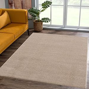 SANAT Laagpolig tapijt voor de woonkamer, effen moderne tapijten voor de slaapkamer, werkkamer, kantoor, hal, kinderkamer en keuken - beige, 200 x 290 cm